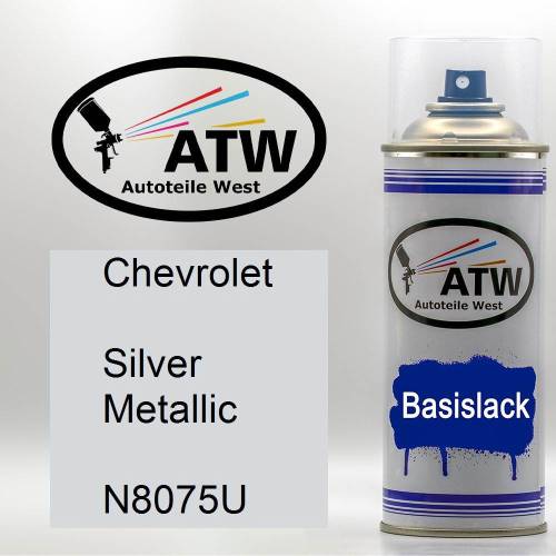 Chevrolet, Silver Metallic, N8075U: 400ml Sprühdose, von ATW Autoteile West.